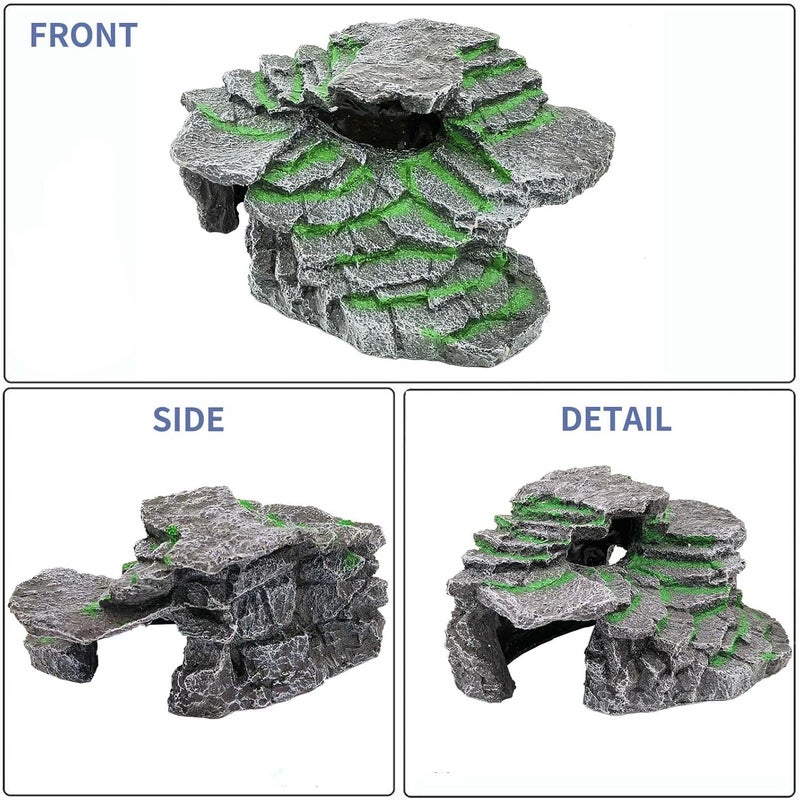 Moonorange Turtle Basking Platform Turtle Tank Decoration for Aquariums & Terrarium, Turtle, Lizard, Reptile Habitat Hideout (Black) - Image 3